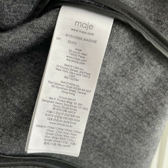 Maje Jacket Blazer Vampas Pinstriped Wool Gabardine Blazer Navy Sz 36❤️ - Picture 6 of 7